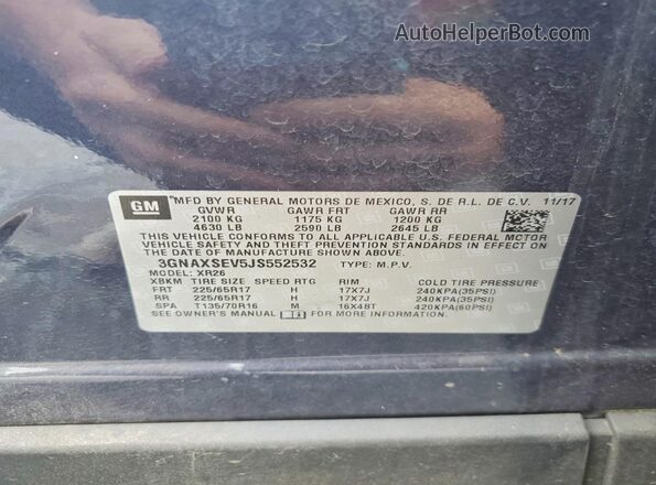 3GNAXSEV5JS552532 2018 CHEVROLET EQUINOX Синий 