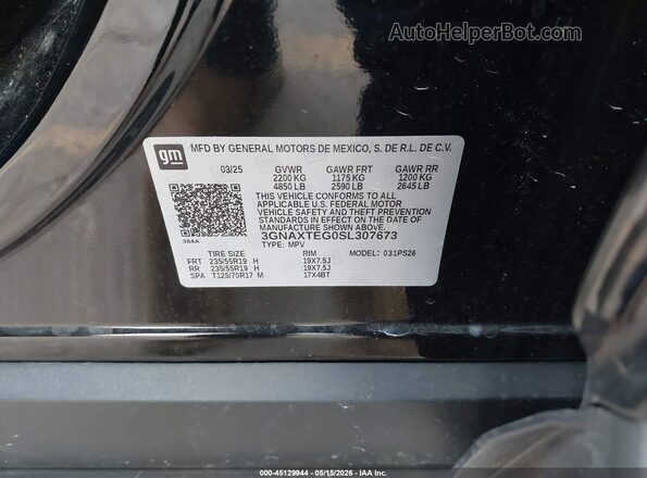 3GNAXTEG0SL307673 2025 CHEVROLET EQUINOX Black Engine compartment view