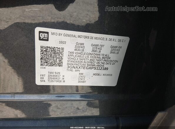 3GNAXTEGXPS112189 2023 CHEVROLET EQUINOX Серый Вид подкапотного пространства