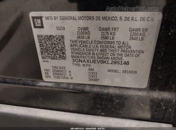 3GNAXUEV0KL286148 2019 CHEVROLET EQUINOX Black Vista del compartimento del motor