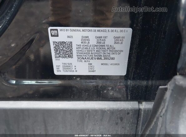 3GNAXUEV4ML395280 2021 CHEVROLET EQUINOX Black Vista del compartimento del motor