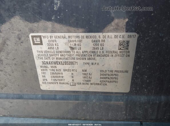 3GNAXWEX8JS528671 2018 CHEVROLET EQUINOX Blue 