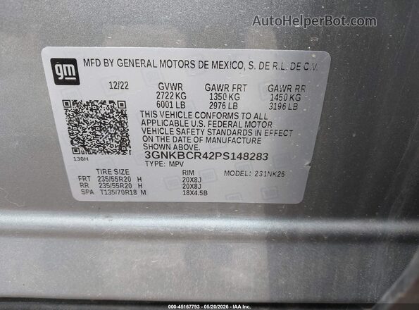 3GNKBCR42PS148283 2023 CHEVROLET BLAZER Gray Vista del compartimento del motor