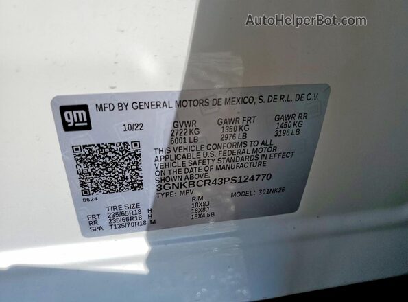 3GNKBCR43PS124770 2023 CHEVROLET BLAZER White 