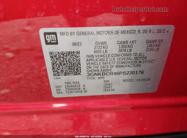 3GNKBCR46PS230176 2023 CHEVROLET BLAZER Red Engine compartment view