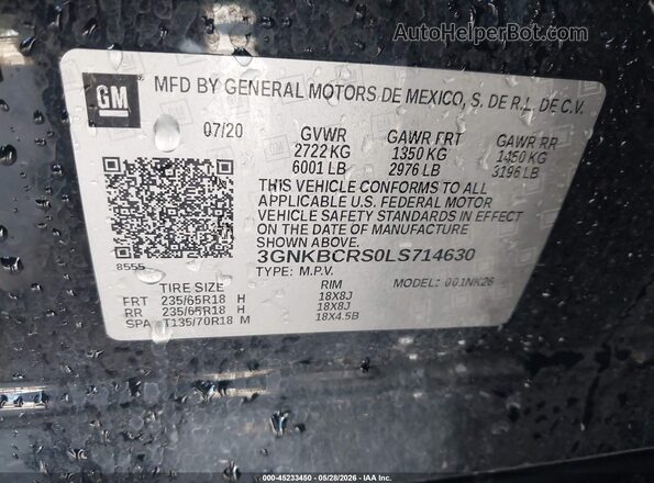 3GNKBCRS0LS714630 2020 CHEVROLET BLAZER Черный Вид подкапотного пространства