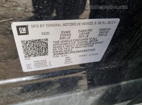 3GNKBCRS3MS537721 2021 CHEVROLET BLAZER Black 