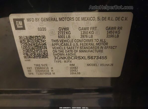 3GNKBCRSXLS673455 2020 CHEVROLET BLAZER Blue Widok komory silnika