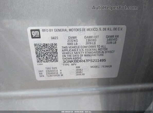3GNKBDR47PS211495 2023 CHEVROLET BLAZER Gray ძრავის განყოფილების ხედი
