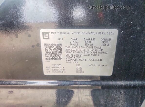 3GNKBDRS1LS547068 2020 CHEVROLET BLAZER Black Widok wnętrza 360 stopni