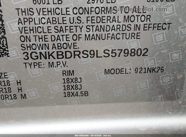 3GNKBDRS9LS579802 2020 CHEVROLET BLAZER Silver 