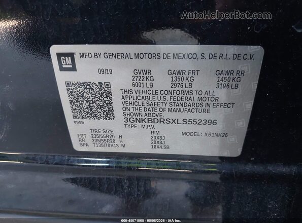 3GNKBDRSXLS552396 2020 CHEVROLET BLAZER Black Շարժիչի բաժամունքի տեսք
