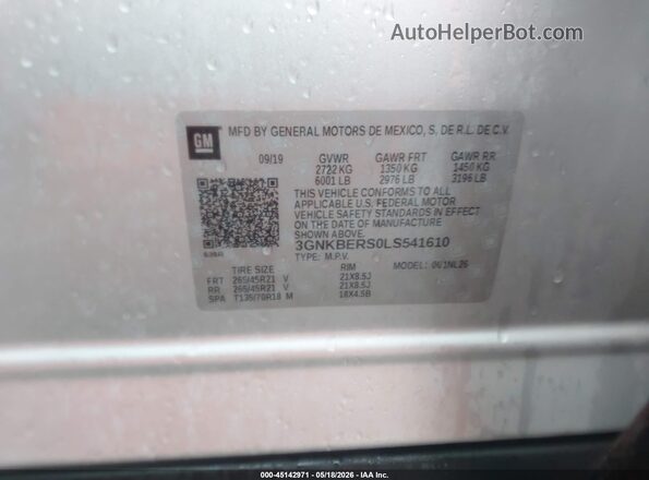 3GNKBERS0LS541610 2020 CHEVROLET BLAZER Silver Widok komory silnika