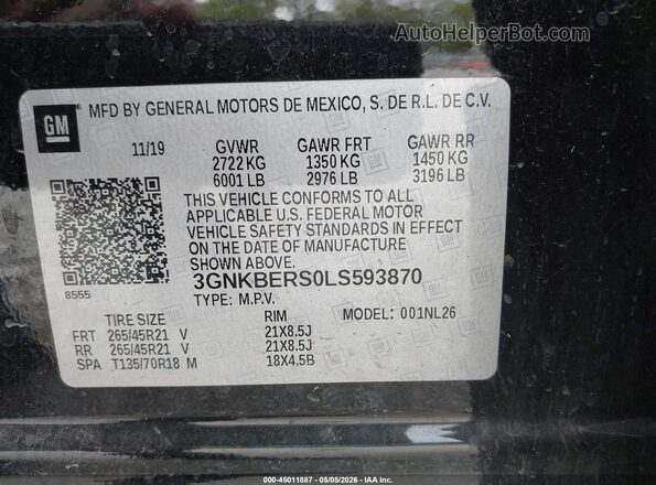 3GNKBERS0LS593870 2020 CHEVROLET BLAZER Черный Вид подкапотного пространства