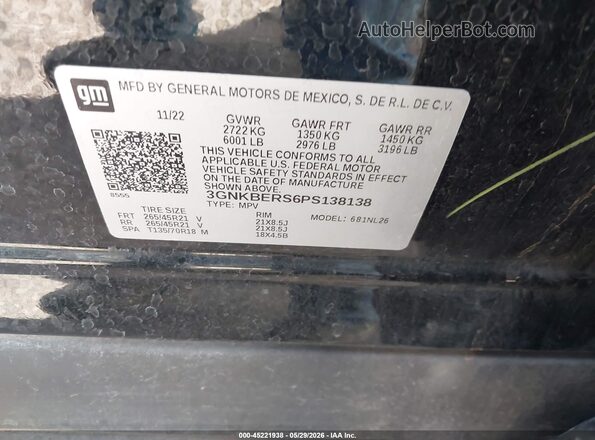 3GNKBERS6PS138138 2023 CHEVROLET BLAZER Black Շարժիչի բաժամունքի տեսք