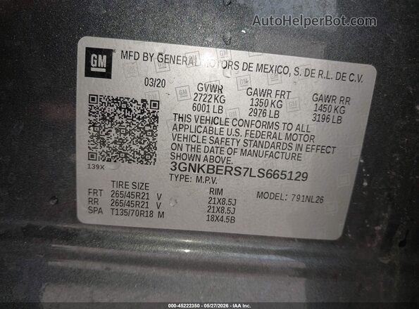 3GNKBERS7LS665129 2020 CHEVROLET BLAZER Black Engine compartment view