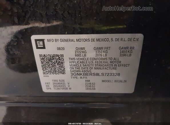 3GNKBERS8LS723328 2020 CHEVROLET BLAZER Black Շարժիչի բաժամունքի տեսք