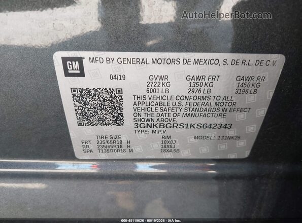 3GNKBGRS1KS642343 2019 CHEVROLET BLAZER Green Շարժիչի բաժամունքի տեսք
