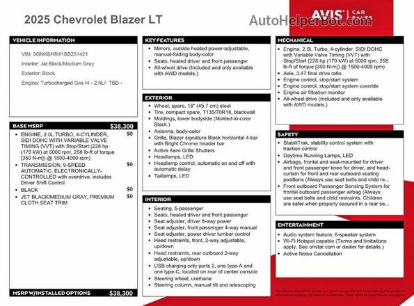 3GNKBHR41SS231421 2025 CHEVROLET BLAZER White 