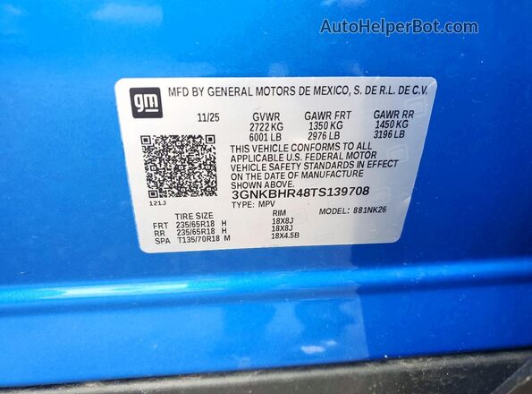 3GNKBHR48TS139708 2026 CHEVROLET BLAZER Blue 