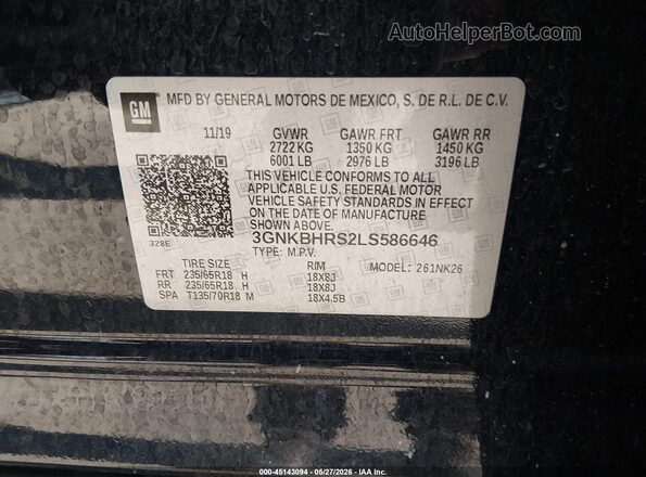 3GNKBHRS2LS586646 2020 CHEVROLET BLAZER Blue Շարժիչի բաժամունքի տեսք