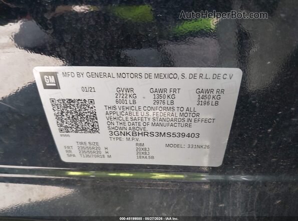 3GNKBHRS3MS539403 2021 CHEVROLET BLAZER Black Շարժիչի բաժամունքի տեսք