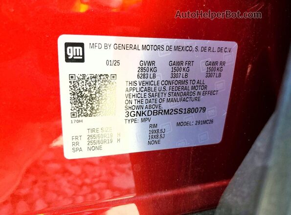 3GNKDBRM2SS180079 2025 CHEVROLET BLAZER Red Widok wnętrza 360 stopni