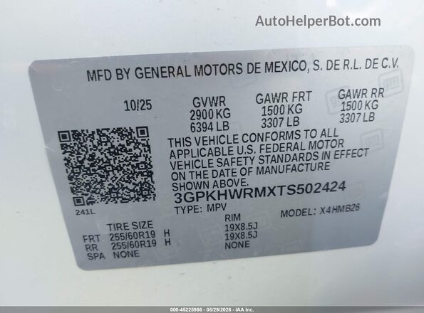 3GPKHWRMXTS502424 2026 HONDA PROLOGUE White Widok komory silnika
