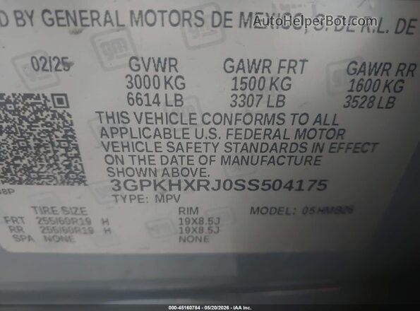 3GPKHXRJ0SS504175 2025 HONDA PROLOGUE Gray Widok komory silnika