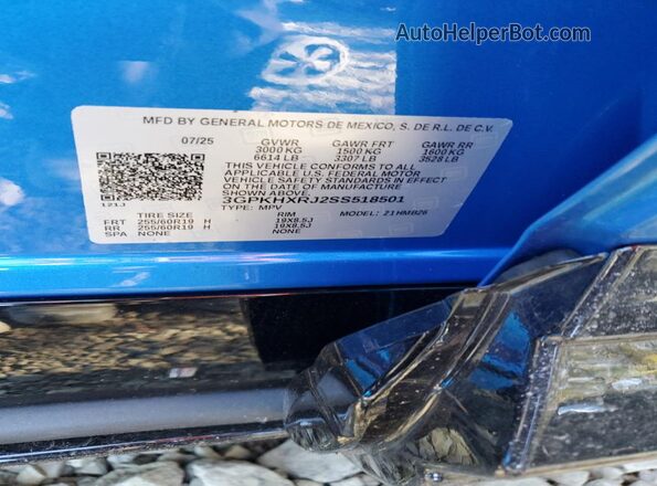 3GPKHXRJ2SS518501 2025 HONDA PROLOGUE Синий Вид наклейки с VIN-кодом