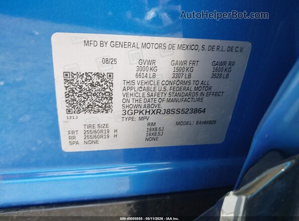 3GPKHXRJ8SS523864 2025 HONDA PROLOGUE Blue ძრავის განყოფილების ხედი