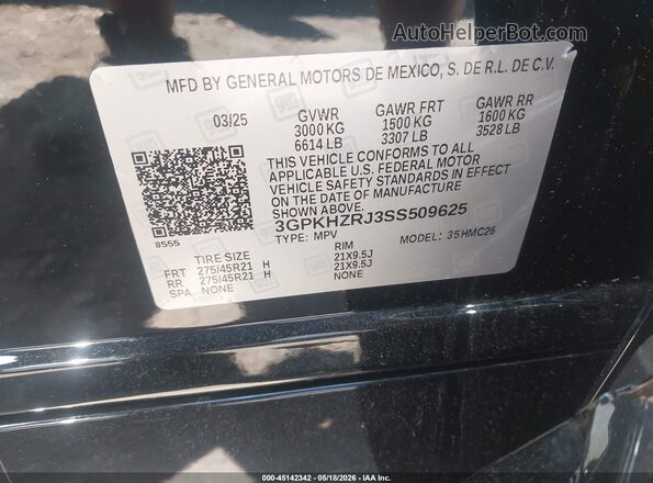 3GPKHZRJ3SS509625 2025 HONDA PROLOGUE Black Շարժիչի բաժամունքի տեսք