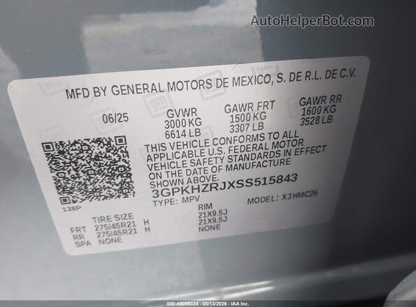 3GPKHZRJXSS515843 2025 HONDA PROLOGUE Light Blue Widok komory silnika