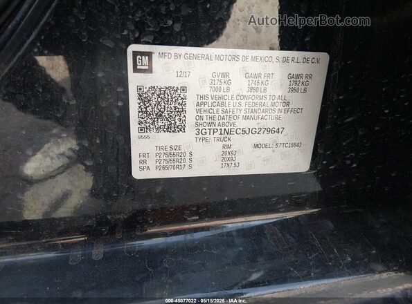 3GTP1NEC5JG279647 2018 GMC SIERRA Black Вид підкапотного простору