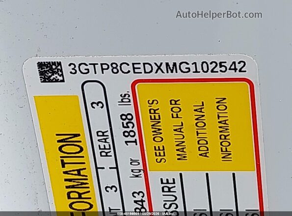 3GTP8CEDXMG102542 2021 GMC SIERRA White ძრავის განყოფილების ხედი