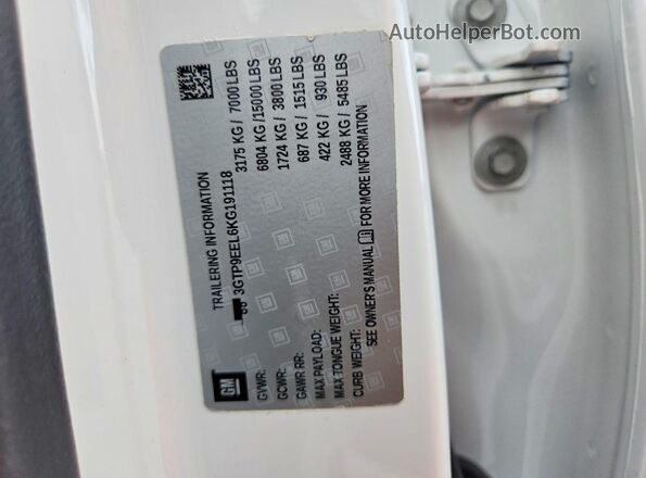 3GTP9EEL6KG191118 2019 GMC SIERRA White Engine compartment view