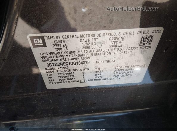 3GTU2NEC1GG184379 2016 GMC SIERRA Black Engine compartment view