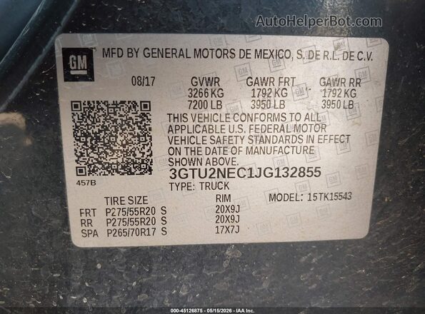 3GTU2NEC1JG132855 2018 GMC SIERRA Gray Engine compartment view