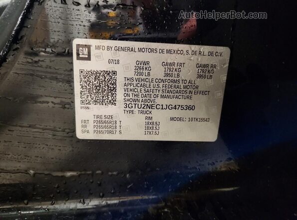 3GTU2NEC1JG475360 2018 GMC SIERRA Черный Вид подкапотного пространства