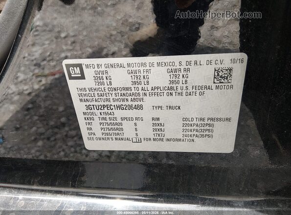 3GTU2PEC1HG206488 2017 GMC SIERRA Black 