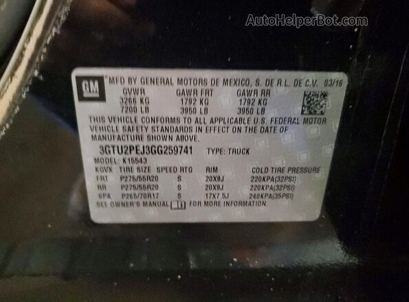 3GTU2PEJ3GG259741 2016 GMC SIERRA Black Вид підкапотного простору