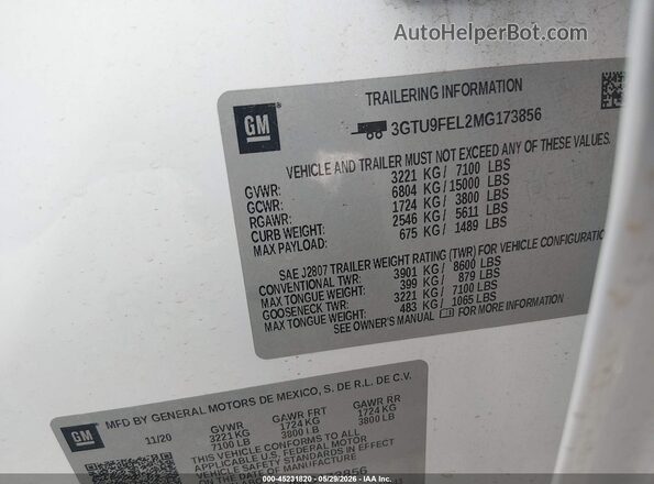 3GTU9FEL2MG173856 2021 GMC SIERRA White ძრავის განყოფილების ხედი