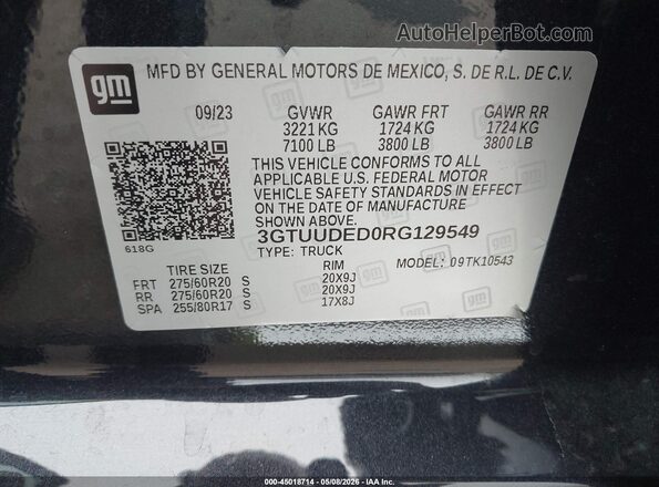 3GTUUDED0RG129549 2024 GMC SIERRA Black ძრავის განყოფილების ხედი