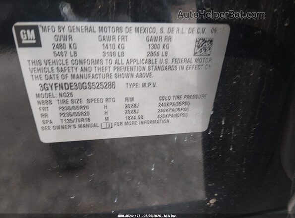 3GYFNDE30GS525286 2016 CADILLAC SRX Черный Вид подкапотного пространства