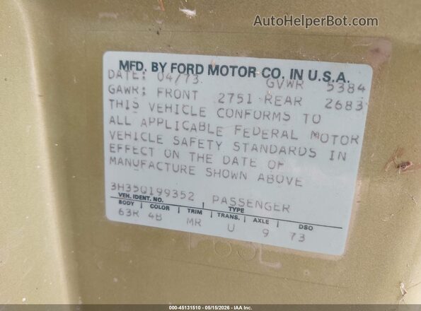 3H35Q199352       1973 FORD GRAN TORINO Зеленый Вид подкапотного пространства