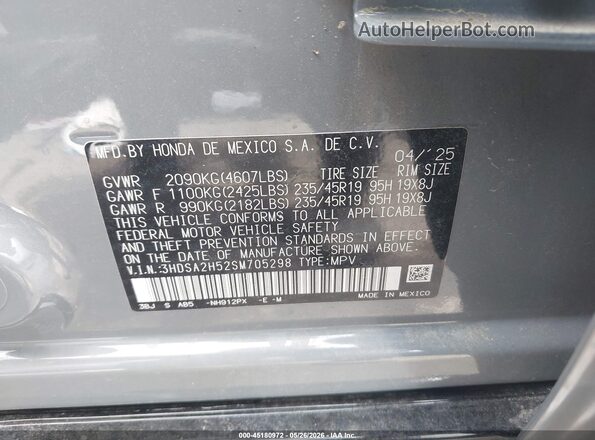 3HDSA2H52SM705298 2025 ACURA ADX Pewter 