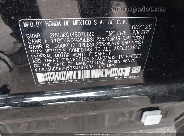 3HDSA2H53SM707898 2025 ACURA ADX Black Widok komory silnika
