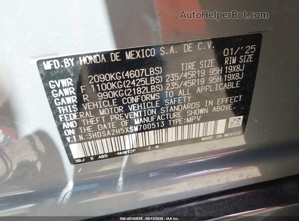 3HDSA2H5XSM700513 2025 ACURA ADX Pewter Engine compartment view