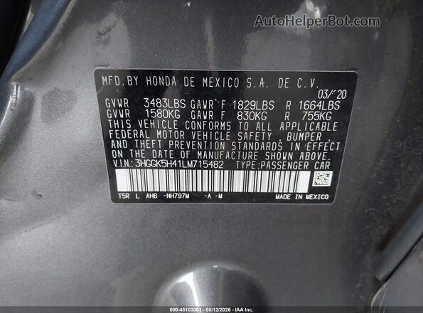 3HGGK5H41LM715482 2020 HONDA FIT Black Engine compartment view