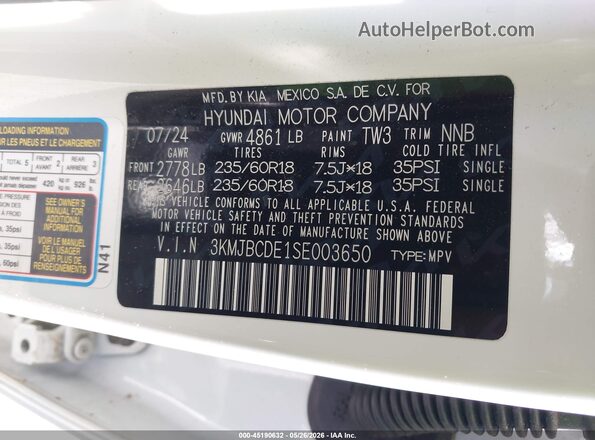 3KMJBCDE1SE003650 2025 HYUNDAI TUCSON Белый Вид подкапотного пространства